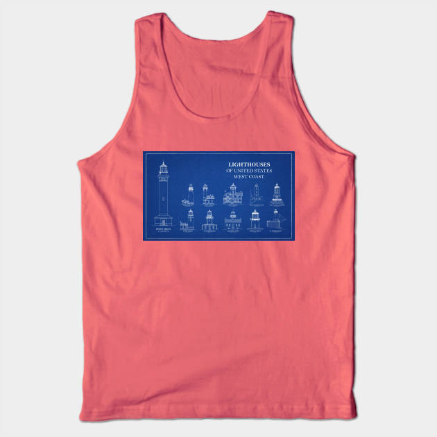 Lighthouses of United States of America - West Coast - A Tank Top by SPJE Illustration Photography